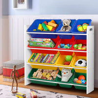 Kids Toy Box 12 Bins Bookshelf Organiser Children Storage Rack