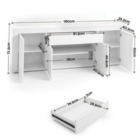 Artiss Buffet Sideboard Cabinet 180cm Cupboard Pantry Storage Drawer White DANA