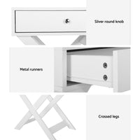 Bedside Table Drawers Side Table Storage Cabinet Nightstand White QARA