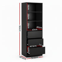 Artiss 3 Chest of Drawers Tallboy Cabinet Black