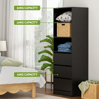 Artiss 3 Chest of Drawers Tallboy Cabinet Black