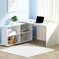 Computer Desk Bookshelf White 130CM