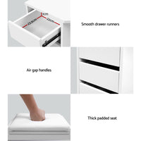 Dressing Table Stool Set Corner 5 Drawers White