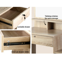 Dressing Table Stool Set 4 Drawers Oak