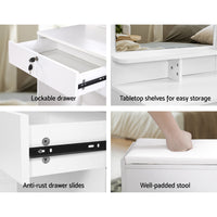 Dressing Table Stool Set 4 Drawers White