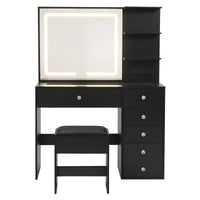 Artiss Dressing Table LED Vanity Desk Set Stool Black