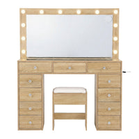 Artiss Dressing Table Vanity Desk Set Stool LED Bulbs Wood