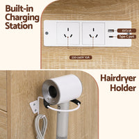 Artiss Dressing Table Vanity Desk Set 10 LED Bulbs RGB Light Wood