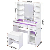 Artiss Dressing Table Vanity Desk Set 10 LED Bulbs RGB Light White