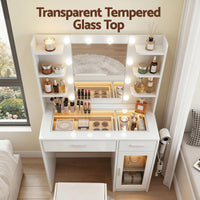 Artiss Dressing Table Vanity Desk Set 10 LED Bulbs RGB Light White