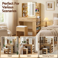 Artiss Dressing Table LED Vanity Desk Set Stool Wood