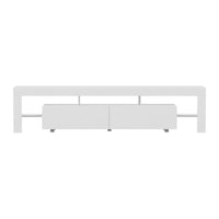 TV Cabinet Entertainment Unit Stand RGB LED Gloss Furniture 200cm White