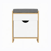 Artiss Storage Ottoman with Drawer 100kg Capacity Footrest Cushion Pine