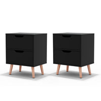 Artiss 2 x Bedside Table 2 Drawers - BODEN Black