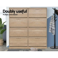 Shoe Rack Cabinet 60 Pairs 4 Doors - Wood