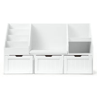 Keezi Kids Bookshelf Storage Organiser Toy Box Drawer Bench Seat Cabinet White