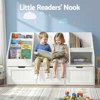 Keezi Kids Bookshelf Storage Organiser Toy Box Drawer Bench Seat Cabinet White