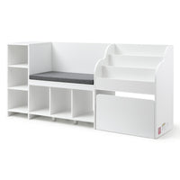 Keezi Kids Storage Unit Bookshelf Toy Box Organiser Bench Seat Cabinet 170cm White