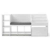 Keezi Kids Storage Unit Bookshelf Toy Box Organiser Bench Seat Cabinet 170cm White