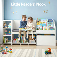 Keezi Kids Storage Unit Bookshelf Toy Box Organiser Bench Seat Cabinet 170cm White