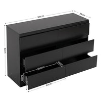 Artiss 6 Chest of Drawers Lowboy Black