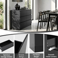 Artiss 6 Chest of Drawers Lowboy Black