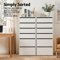 Artiss 2x Chest of 6 Drawers Dresser Tallboy White