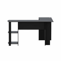 Computer Desk Shelf L-Shape Black 136CM