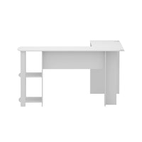 Computer Desk Shelf L-Shape White 136CM