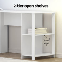 Computer Desk Shelf L-Shape White 136CM