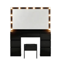 Artiss Dressing Table Vanity Desk Set Stool 12 Led Bulbs Black