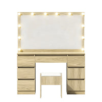 Artiss Dressing Table Vanity Desk Set Stool 12 Led Bulbs Wood