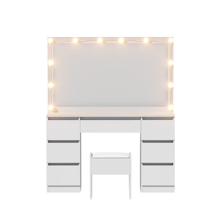 Artiss Dressing Table Vanity Desk Set Stool 12 Led Bulbs White