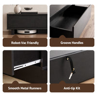 Artiss Extendable TV Unit 200CM 3 Storage Drawers Dark Walnut & Black