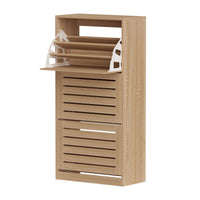 Artiss 2x Shoe Cabinet Storage Organiser 3 Flip Drawer Pine