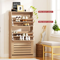 Artiss 2x Shoe Cabinet Storage Organiser 3 Flip Drawer Pine