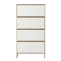 Artiss Narrow Shoe Cabinet Adjustable Shelves Flip-up Door White & Pine