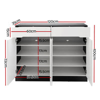 Shoe Rack Cabinet Storage 120cm w/ Drawer - White Lydia