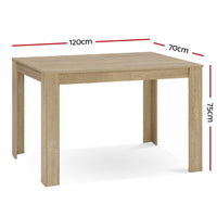 Artiss Dining Table Rectangular 4 Seater 120CM Oak Natu