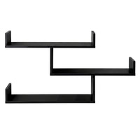 Artiss Floating Wall Shelf 3 Tier Black