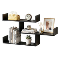 Artiss Floating Wall Shelf 3 Tier Black