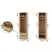 Artiss 2X Wardrobe Clothes Closet Storage Organiser Shelf Drawers Pine