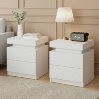 Artiss 2X Bedside Table 2 Drawers Lift-up Storage White