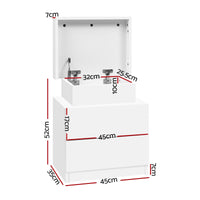 Artiss 2X Bedside Table 2 Drawers Lift-up Storage White