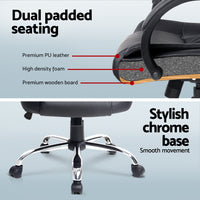 Artiss Computer Desk 120cm Executive Office Chair Set PU Leather High Back Black