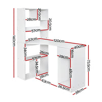 Computer Desk Bookshelf Drawer Cabinet White 120CM