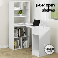 Computer Desk Bookshelf Drawer Cabinet White 120CM