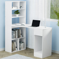 Computer Desk Bookshelf Drawer Cabinet White 120CM