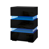 Artiss 2x Bedside Table LED 3 Drawers - LUMI Black