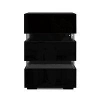 Artiss 2x Bedside Table LED 3 Drawers - LUMI Black